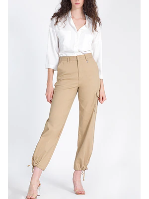 PANTALÓN CARGO TIRO MEDIO CAFÉ (TALLAS 36 a 44)