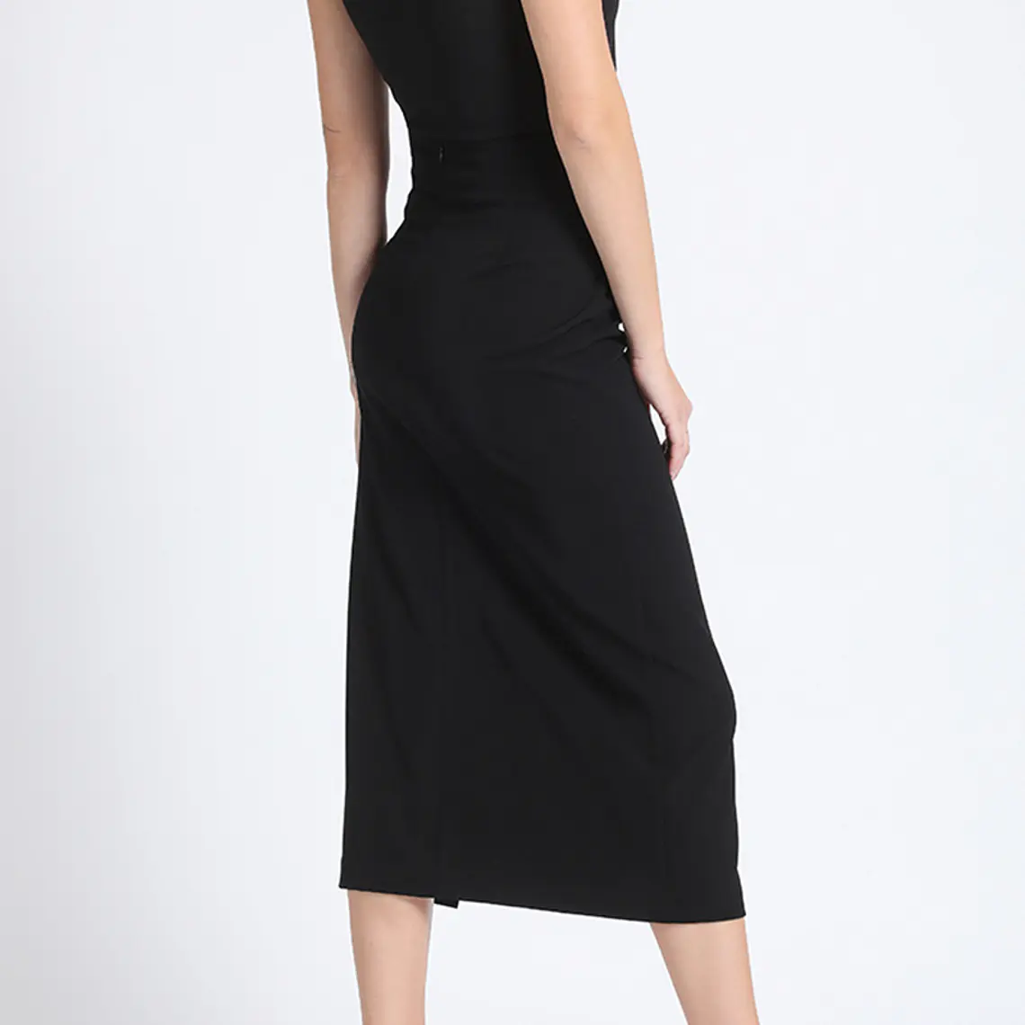 FALDA MIDI CON ABERTURA FRONTAL Y HEBILLA NEGRO NEGRO 3