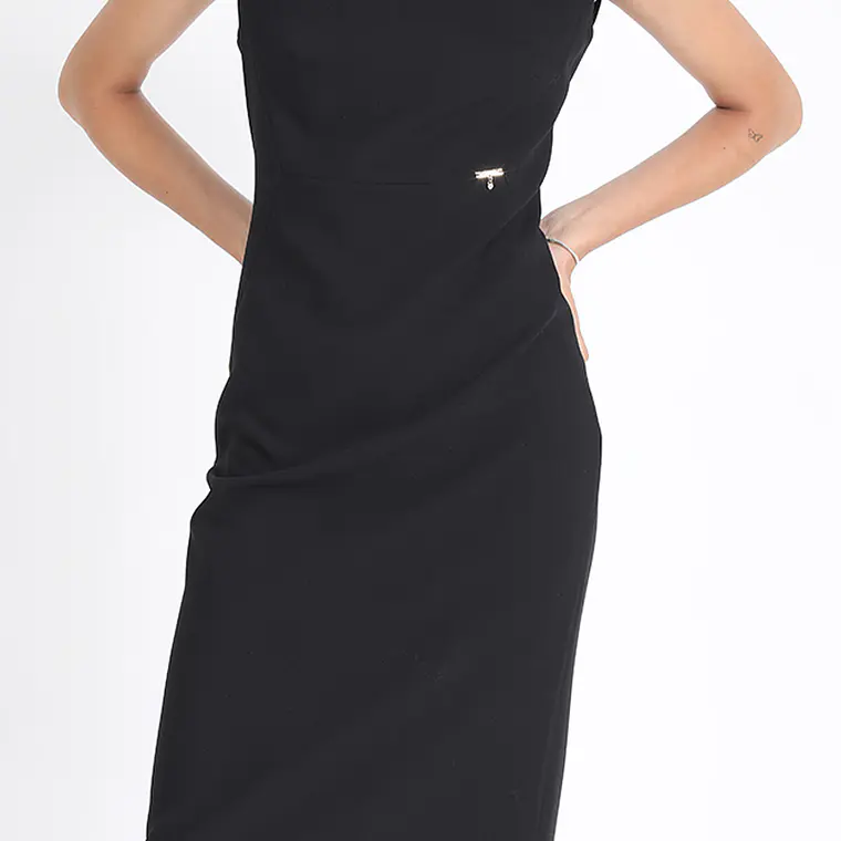 VESTIDO MIDI CORTES DIAGONAL NEW RHIN NEGRO 1