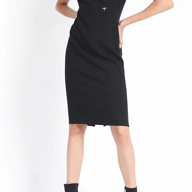 VESTIDO MIDI CORTES DIAGONAL NEW RHIN NEGRO 3