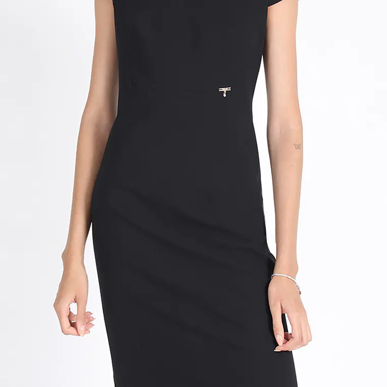 VESTIDO MIDI CORTES DIAGONAL NEW RHIN NEGRO 4