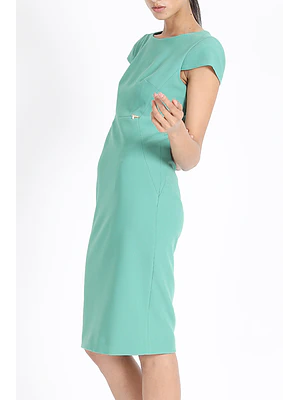 VESTIDO MIDI CORTES DIAGONAL NEW RHIN VERDE (TALLAS 36 y 38)