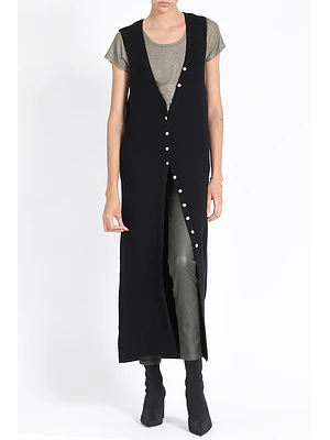 TEJIDO TAPADO ESCOTE V SIN MANGAS LARGO NEGRO (TALLAS S a L)