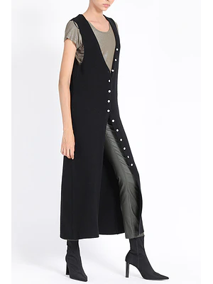 TEJIDO TAPADO ESCOTE V SIN MANGAS LARGO NEGRO (TALLAS S a L)