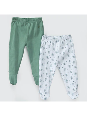 PACK PANTALONES BLANCO VERDE OSITOS ALGODÓN PERUANO (24 MESES)
