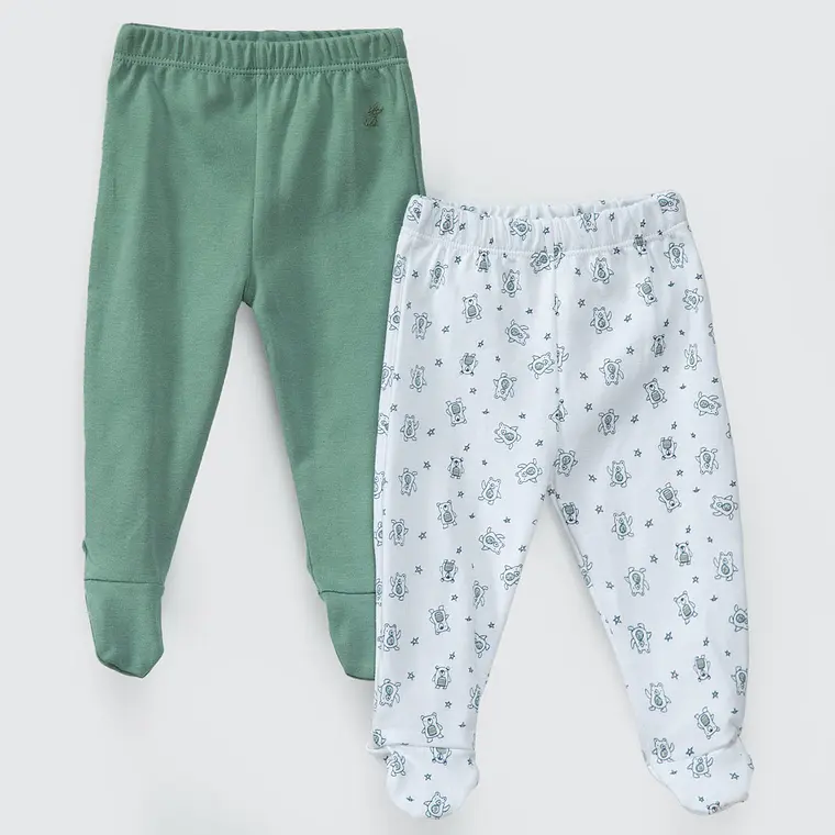 PACK PANTALONES BLANCO VERDE OSITOS ALGODÓN PERUANO (24 MESES) 1