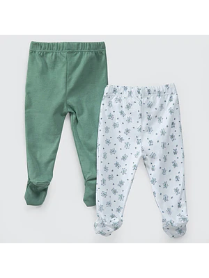 PACK PANTALONES BLANCO VERDE OSITOS ALGODÓN PERUANO (24 MESES)