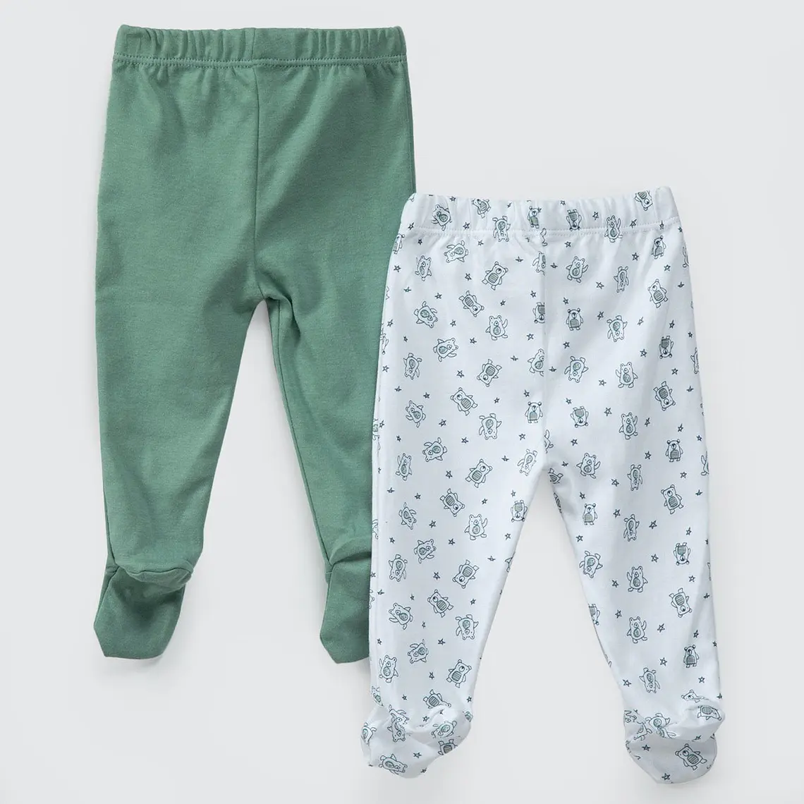 PACK PANTALONES BLANCO VERDE OSITOS ALGODÓN PERUANO (24 MESES) 2