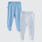 PACK PANTALONES BLANCO CELESTE HOJAS ALGODÓN PERUANO (RN a 24 MESES) - Miniatura 1