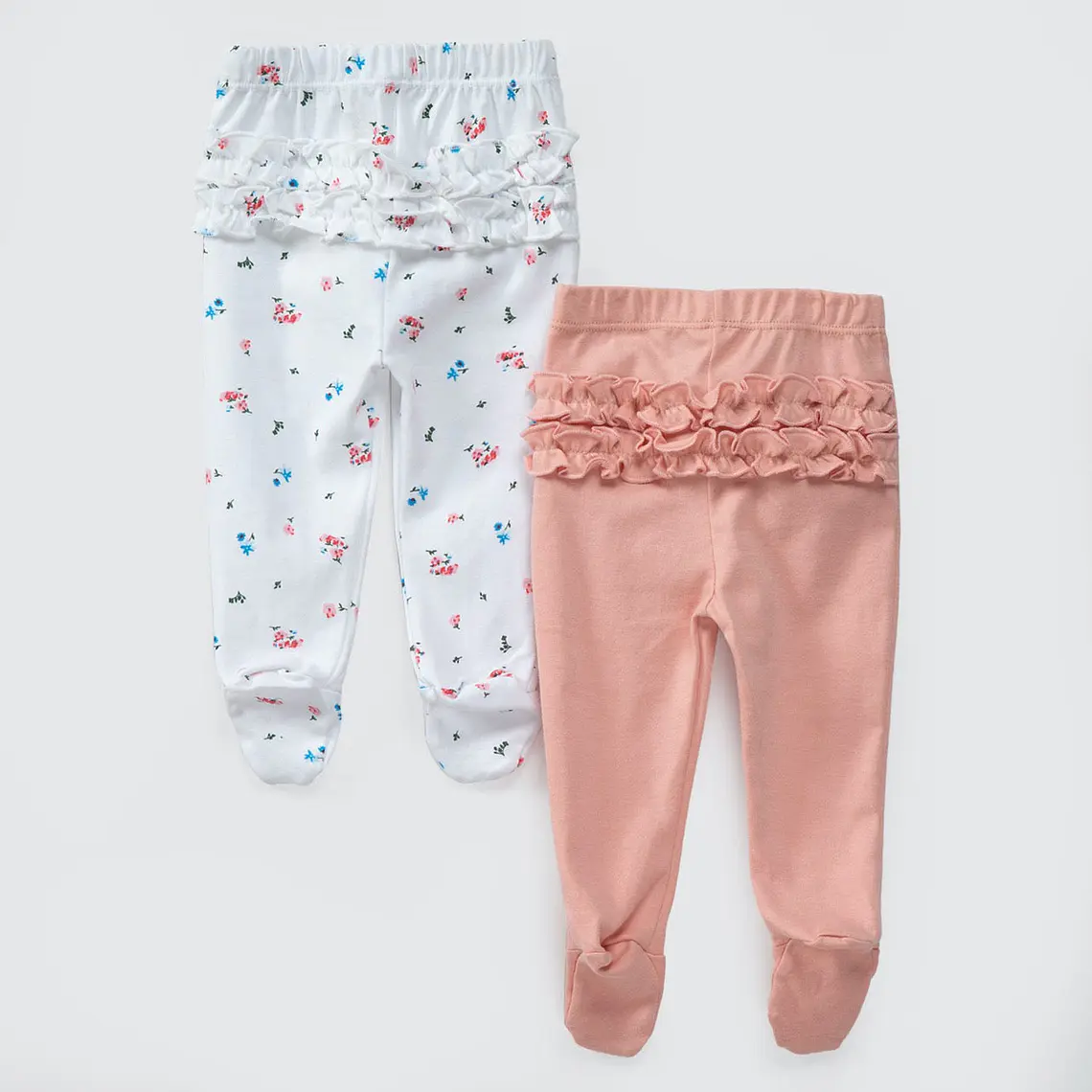 PACK PANTALONES BLANCO ROSA FLORES ALGODÓN PERUANO (24 MESES) 2