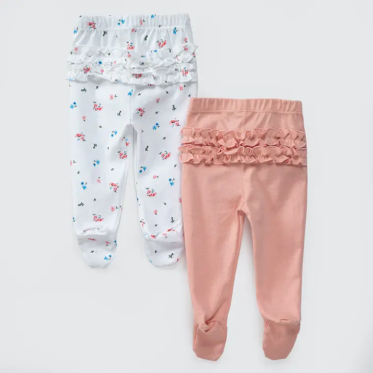 PACK PANTALONES BLANCO ROSA FLORES ALGODÓN PERUANO (24 MESES) 2