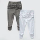 PACK PANTALONES BLANCO GRIS CINTA ROSA ALGODÓN PERUANO (6 a 24 MESES) - Miniatura 1
