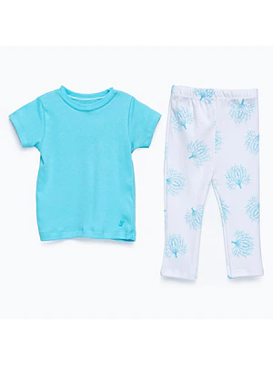PIJAMA TURQUESA RAMAS ALGODÓN PERUANO (12 y 18 MESES)