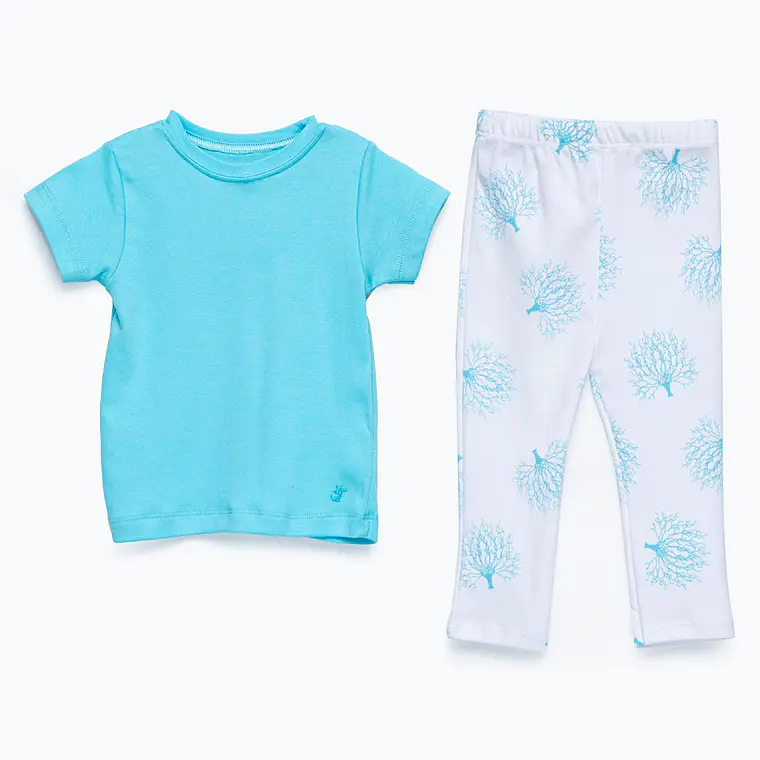 PIJAMA TURQUESA RAMAS ALGODÓN PERUANO (12 y 18 MESES) 1