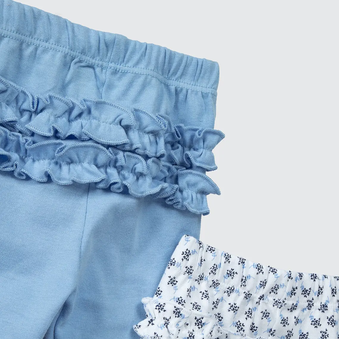 PACK PANTALONES BLANCO CELESTE HOJAS ALGODÓN PERUANO (RN a 24 MESES) 3