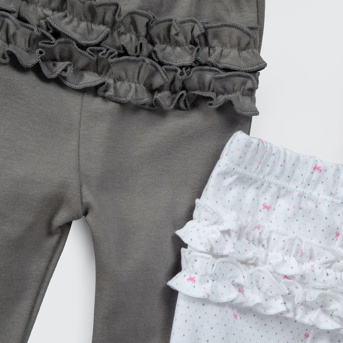 PACK PANTALONES BLANCO GRIS CINTA ROSA ALGODÓN PERUANO (6 a 24 MESES) 3