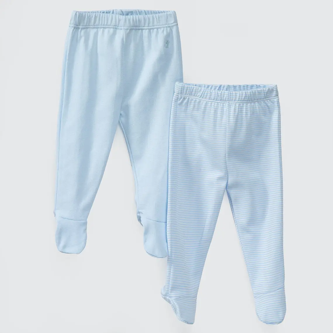 PACK PANTALONES CELESTES RAYAS CELESTES ALGODÓN PERUANO (9 a 24 MESES) 1