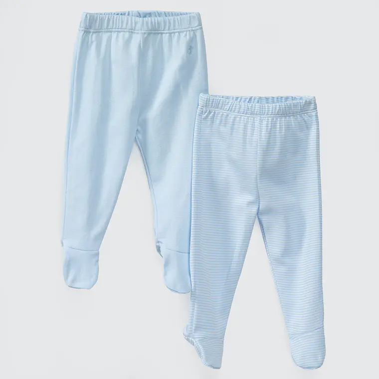 PACK PANTALONES CELESTES RAYAS CELESTES ALGODÓN PERUANO (9 a 24 MESES) 1