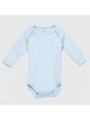 BODY CELESTE BORDADO ALGODÓN PERUANO (RN y 3 MESES)