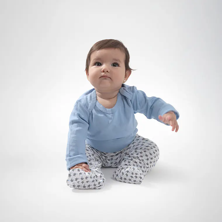 PACK PANTALONES BLANCO CELESTE HOJAS ALGODÓN PERUANO (RN a 24 MESES) 4