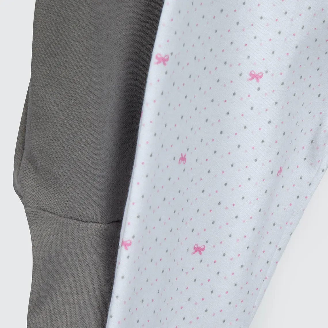 PACK PANTALONES BLANCO GRIS CINTA ROSA ALGODÓN PERUANO (6 a 24 MESES) 2