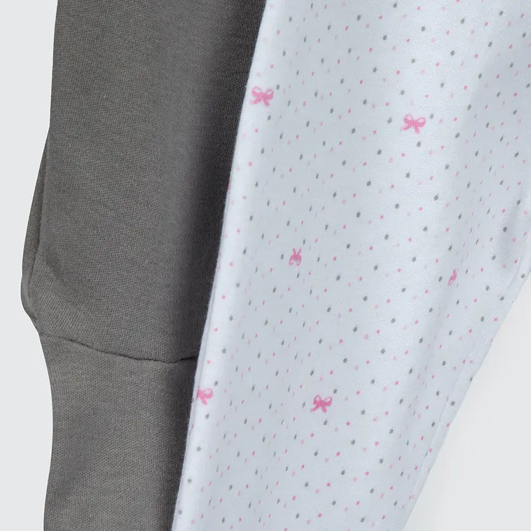 PACK PANTALONES BLANCO GRIS CINTA ROSA ALGODÓN PERUANO (6 a 24 MESES) 2