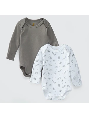 PACK BODY BLANCO GRIS SAFARI ALGODÓN PERUANO (6 a 18 MESES)