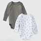 PACK BODY BLANCO GRIS SAFARI ALGODÓN PERUANO (6 a 18 MESES) - Miniatura 1