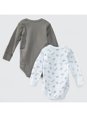 PACK BODY BLANCO GRIS SAFARI ALGODÓN PERUANO (6 a 18 MESES)