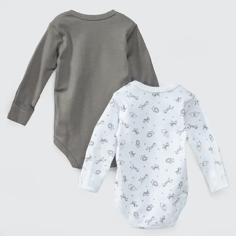 PACK BODY BLANCO GRIS SAFARI ALGODÓN PERUANO (6 a 18 MESES) 2