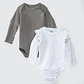 PACK BODY BLANCO GRIS CINTA ROSA ALGODÓN PERUANO (RN a 24 MESES) - Miniatura 1