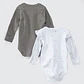 PACK BODY BLANCO GRIS CINTA ROSA ALGODÓN PERUANO (RN a 24 MESES) - Miniatura 3