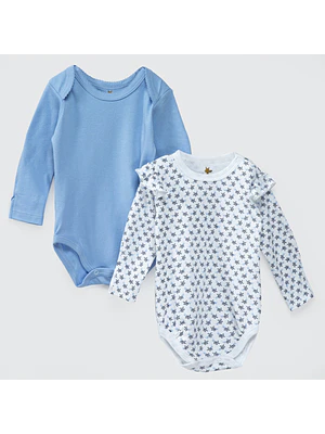 PACK BODY BLANCO CELESTE HOJAS ALGODÓN PERUANO (RN a 24 MESES)