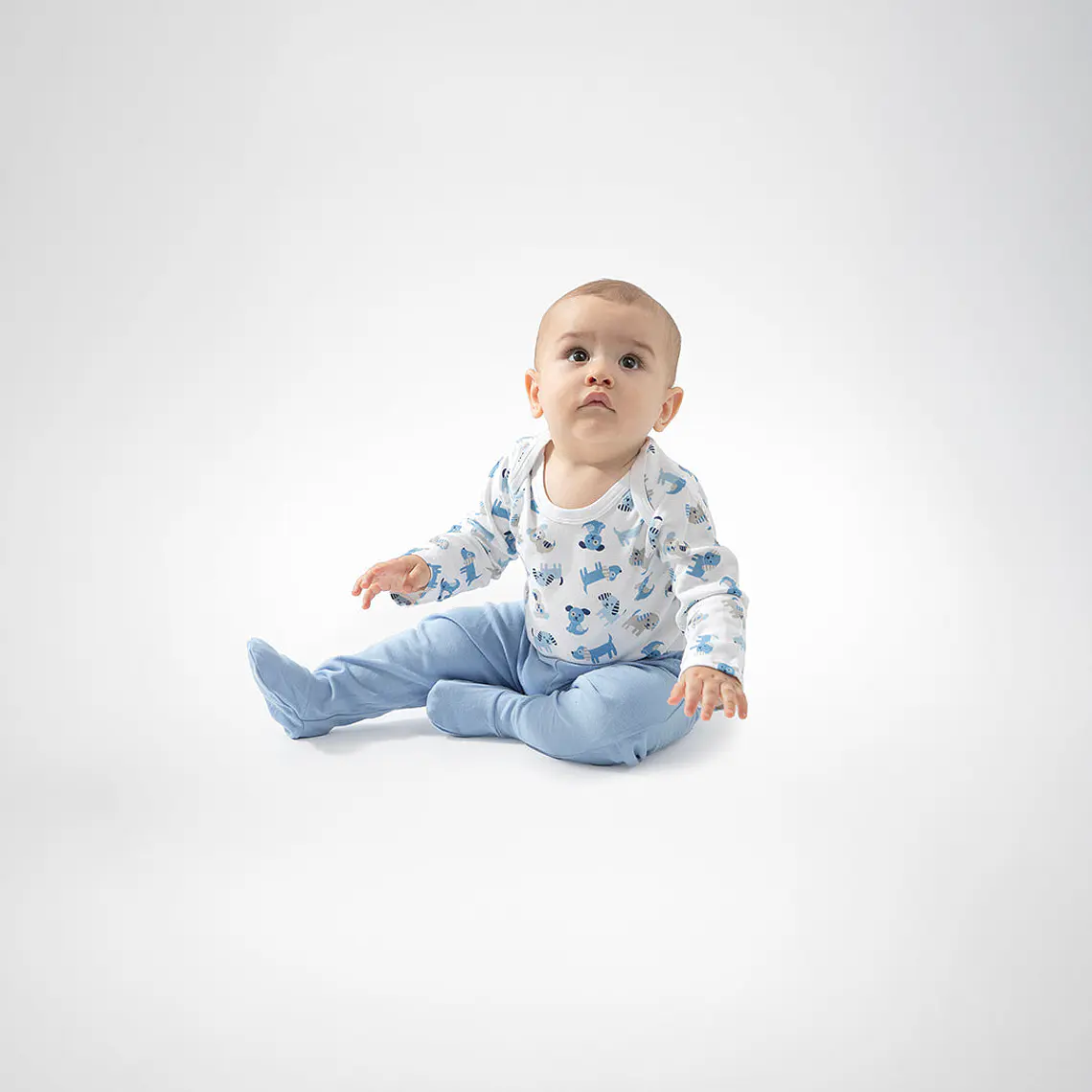 PACK BODY BLANCO CELESTE PERRITOS ALGODÓN PERUANO (9 a 18 MESES) 4