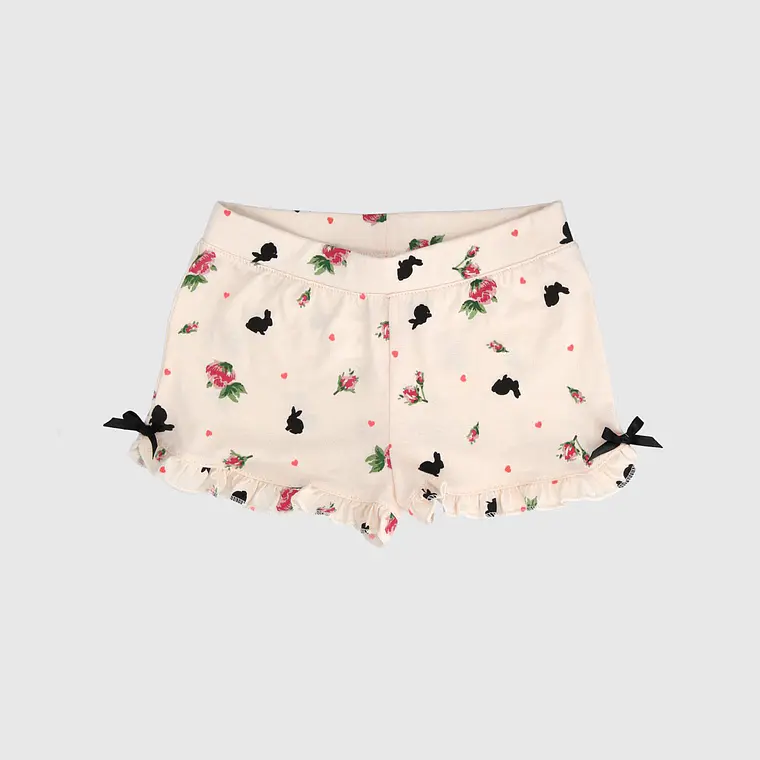 SHORT BEIGE CON VUELOS ALGODÓN PERUANO  (12 MESES) 1