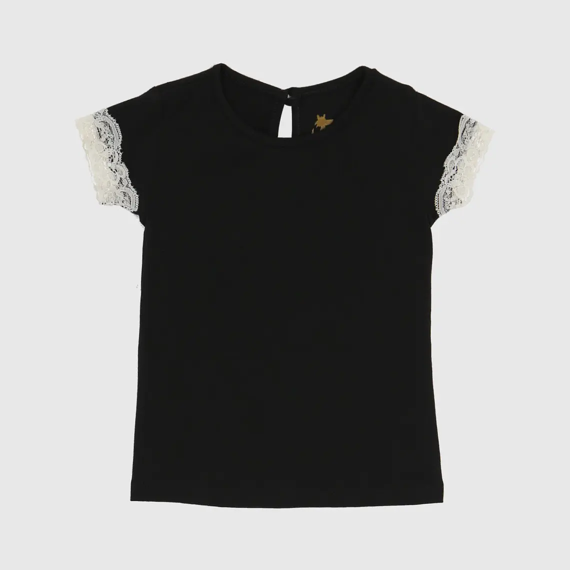POLERA NEGRA ENCAJE ALGODÓN PERUANO  (12 MESES) 1