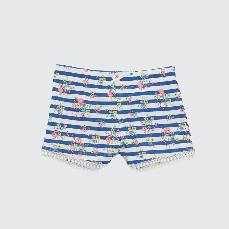 SHORT RAYAS Y FLORES ALGODÓN PERUANO (12 MESES) 1