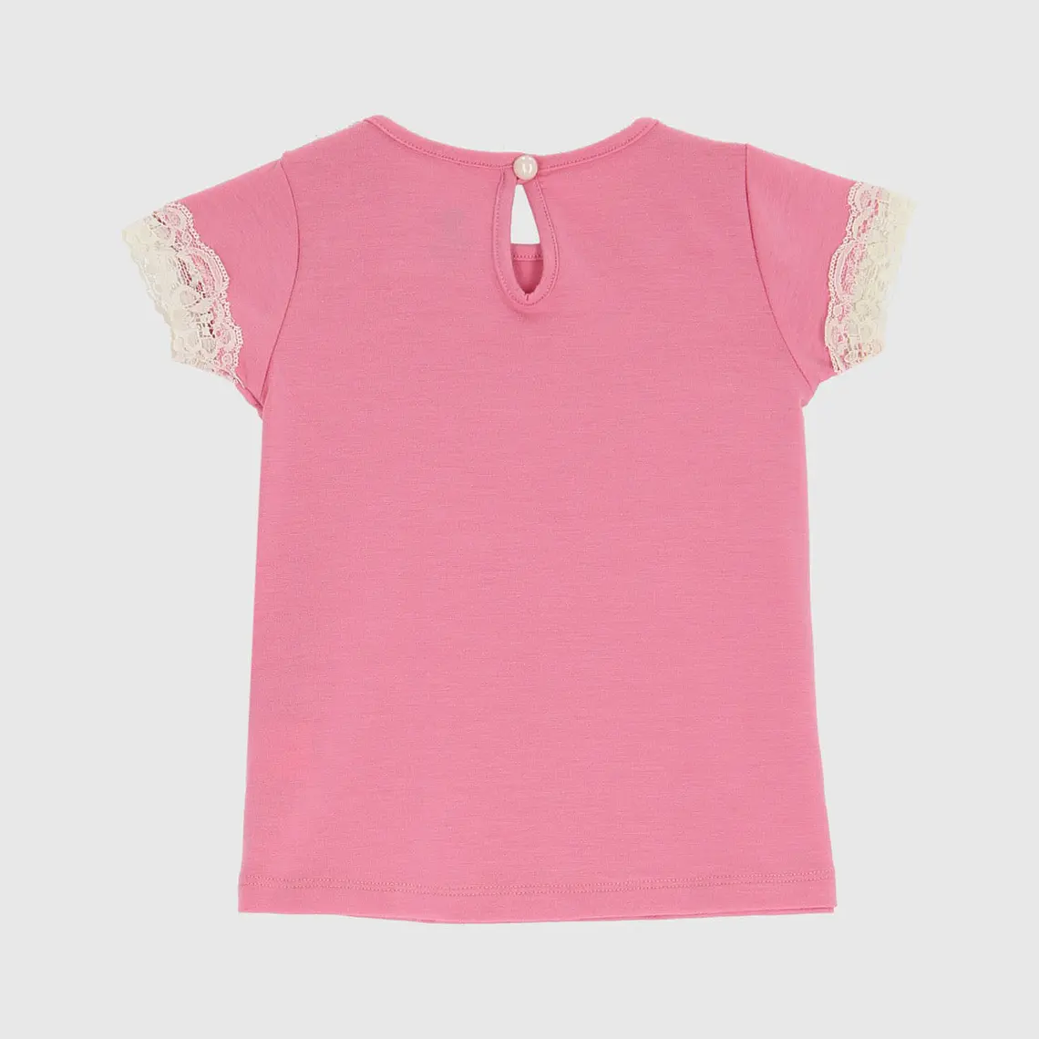 POLERA ROSA ENCAJE ALGODÓN PERUANO  (12 MESES) 2