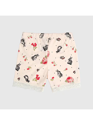 SHORT BEIGE CON ENCAJE ALGODÓN PERUANO (12 MESES)