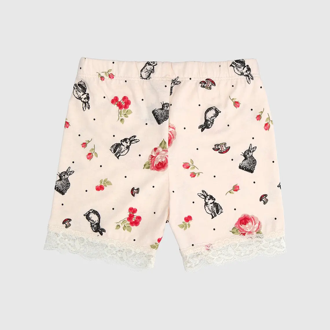 SHORT BEIGE CON ENCAJE ALGODÓN PERUANO (12 MESES) 2