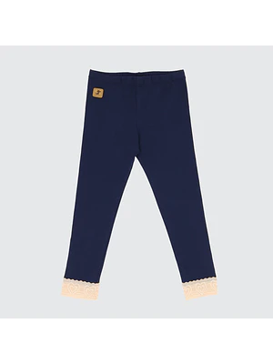 CALZA AZUL ENCAJE ALGODÓN PERUANO  (12 MESES)