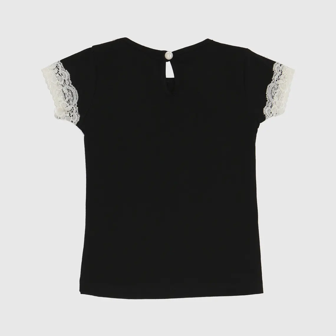 POLERA NEGRA ENCAJE ALGODÓN PERUANO  (12 MESES) 2