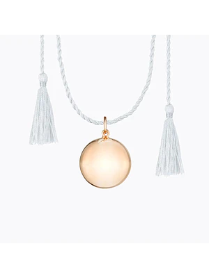 LLAMADOR DE ÁNGELES JOY BAÑADO EN ORO ROSADO DE 18K CORDON SEDA GRIS CLARO