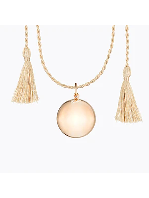 LLAMADOR DE ÁNGELES JOY BAÑADO EN ORO ROSADO DE 18K CORDON SEDA CAMEL