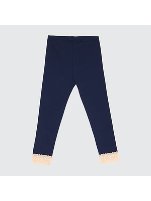 CALZA AZUL ENCAJE ALGODÓN PERUANO  (12 MESES)