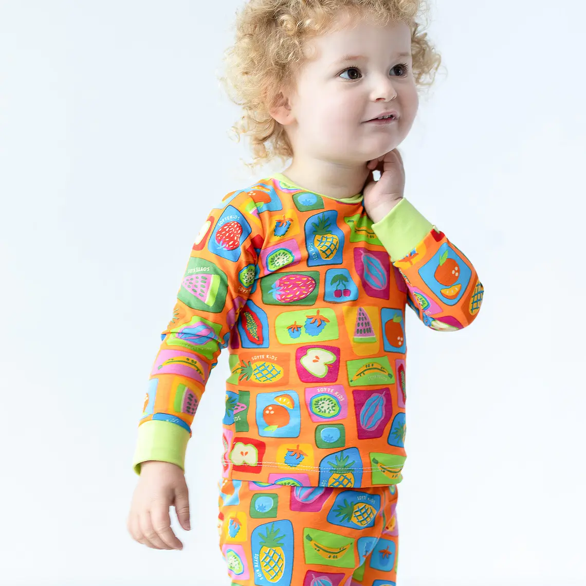 CONJUNTO PIJAMA NARANJO FRUTAS ALGODÓN PERUANO (18 MESES) 1