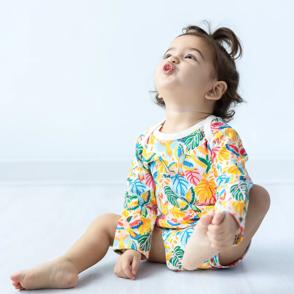 BODY IVORY PÁJAROS Y HOJAS ALGODÓN PERUANO (12 MESES) 1