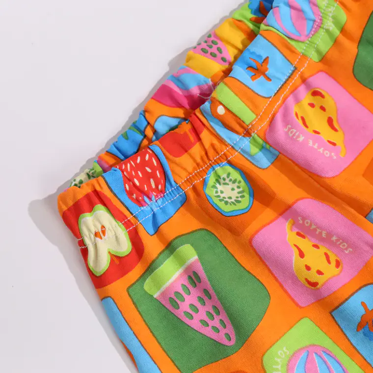 CONJUNTO PIJAMA NARANJO FRUTAS ALGODÓN PERUANO (18 MESES) 2