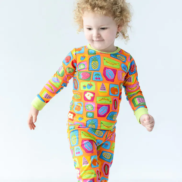 CONJUNTO PIJAMA NARANJO FRUTAS ALGODÓN PERUANO (18 MESES) 4