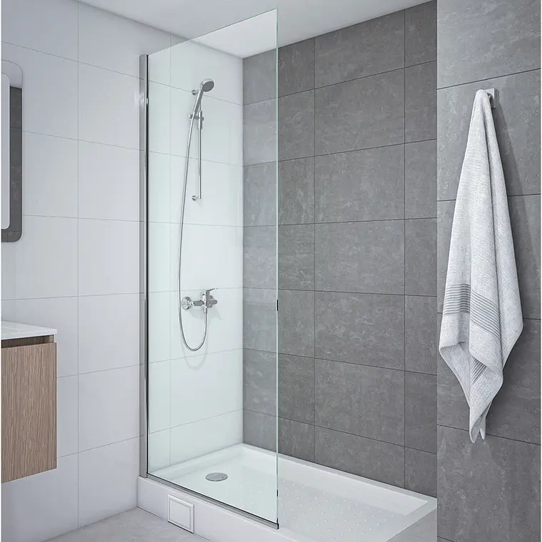 MAMPARA HOJA FIJA  AJUSTE +/- 1 CM CROMADA 8 MM SIN SC 70 X 185 CM. 1